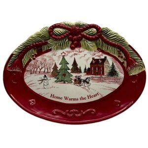 Fitz and Floyd Snack Plate Platter Sentiment Tray Christmas Home Warms The Heart